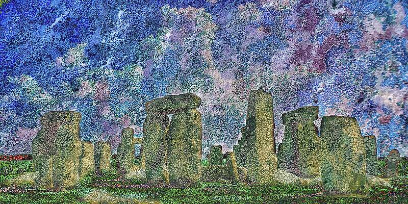 Wall Art featuring the digital art Stonehenge With Lichen Texture by Bruce Block