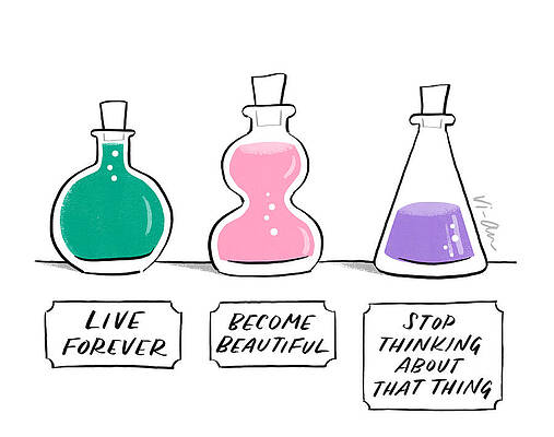 Whimsical Wall Art featuring the drawing Stop Thinking About That Thing by Vi-An Nguyen