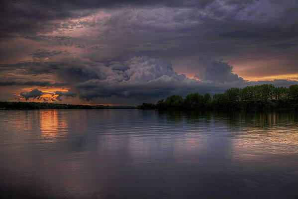 Wis Photograph - Storm Cloud And Golden Glow Over Lake Wausau by Dale Kauzlaric