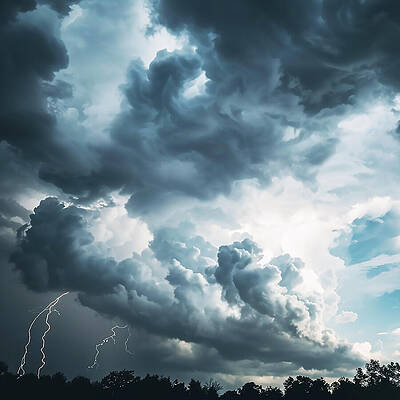 Wall Art featuring the photograph Storm Clouds And Lightning Approaches by Printed View