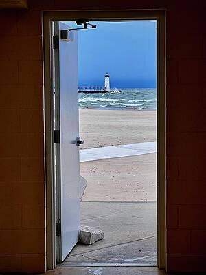 Wall Art featuring the photograph Storm Coming 5th Ave Beach Manistee Michigan by Mary Lee Dereske