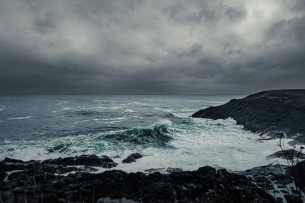 Sky Wall Art featuring the photograph Stormy Ocean Weather In Depoe Bay, Oregon by Shannon Williams