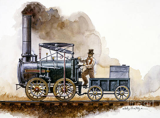 Painting - Stourbridge Lion Locomotive - Side View by John Swatsley