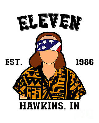 Wall Art featuring the digital art Stranger Things 1986 Eleven by Kirania Finest