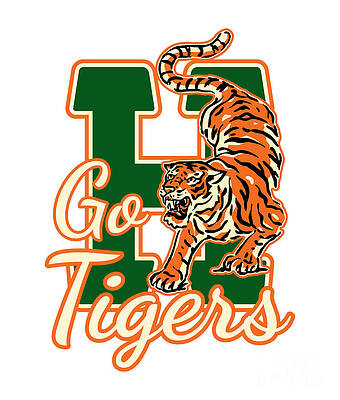 Wall Art featuring the digital art Stranger Things Hawkins High Go Tigers by Kirania Finest