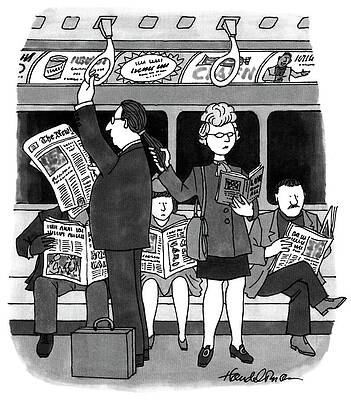 Passenger Wall Art featuring the drawing Straphangers by JB Handelsman