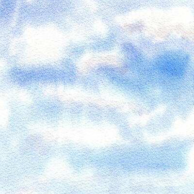 Watercolor Painting - Stratocumulus Cloudy Day On Spring Sky Blue by Elizabeth Reich
