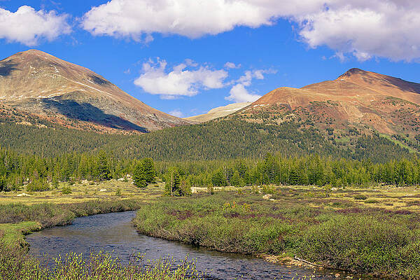 Water Photograph - Stream With Brown Peaks by David Fountain