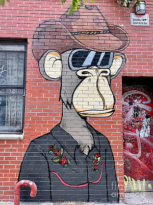 Graffito Wall Art featuring the digital art Street Art #1 - Bored Ape Yacht Club by Antonios Valamontes