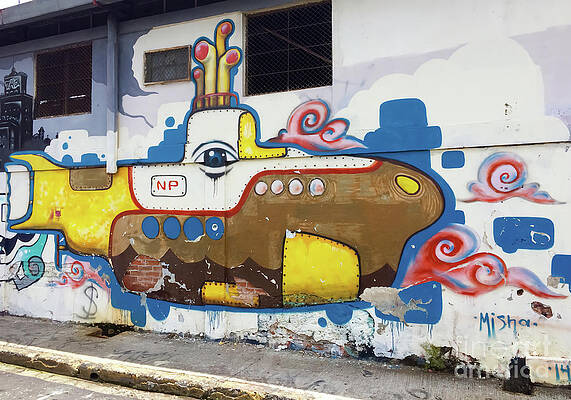 Paul Mccartney Wall Art featuring the digital art Street Art #13 - Yellow Submarines by Antonios Valamontes