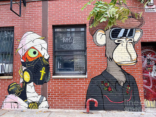 Graffito Wall Art featuring the digital art Street Art #3 - Bored Ape Yacht Club by Antonios Valamontes
