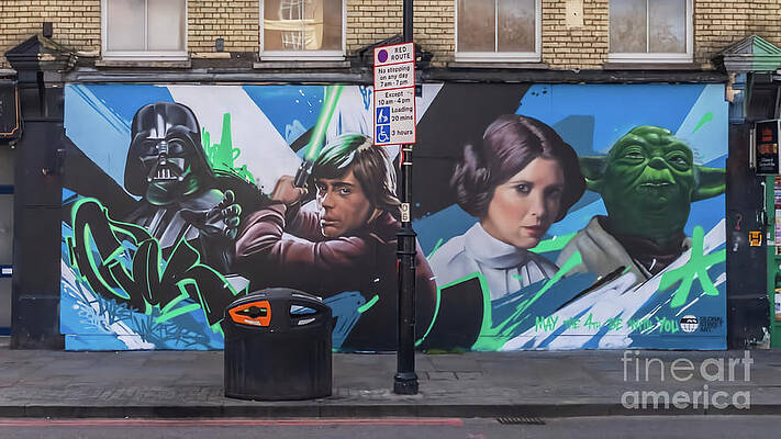 Graffito Wall Art featuring the digital art Street Art #30 - Star Wars by Antonios Valamontes