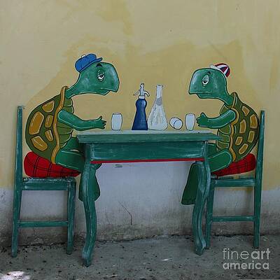 Graffito Wall Art featuring the digital art Street Art #47  - Turtle Time by Antonios Valamontes