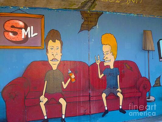 Graffito Wall Art featuring the digital art Street Art #48 - Beavis And Butt-Head by Antonios Valamontes