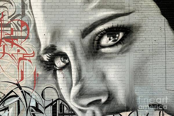 Graffito Wall Art featuring the digital art Street Art #56 - Woman's Face by Antonios Valamontes