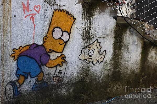 Graffito Wall Art featuring the digital art Street Art #70 - Bart Simpson by Antonios Valamontes