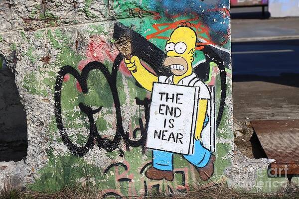 Graffito Wall Art featuring the digital art Street Art #71 - Homer Simpson by Antonios Valamontes