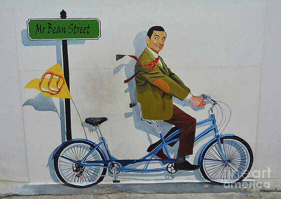 Graffito Wall Art featuring the digital art Street Art #8 - Mr Bean by Antonios Valamontes