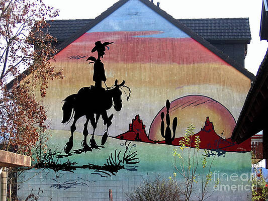 Graffito Wall Art featuring the digital art Street Art #9 - Lucky Luke by Antonios Valamontes