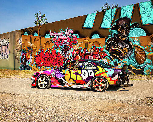 Vibrant Car and Urban Graffiti Wall Art