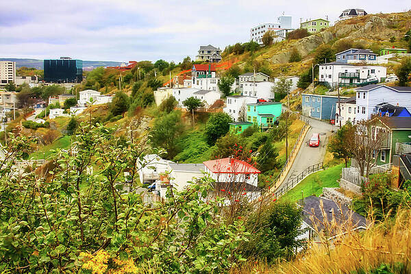 Wall Art featuring the photograph Street Going Down On The Battery Hill, St.John's, Newfoundland by Tatiana Travelways