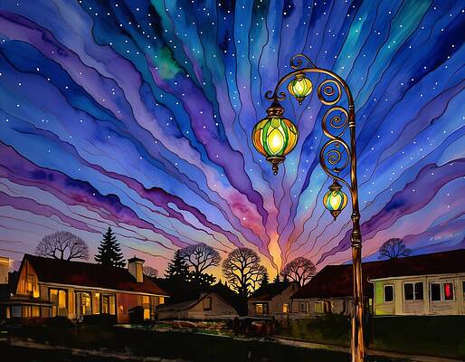 Sky Digital Art - Street Light by Eris And AI