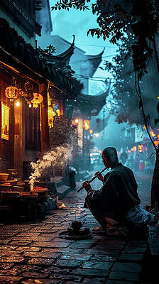 Architecture Wall Art featuring the photograph Street Musician Japan by Printed View