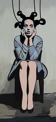Pensive Woman with Unique Hairstyle Wall Art