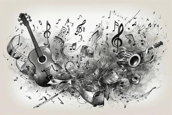 Wall Art featuring the digital art Strings Of Sound AM1054 by Don Northup