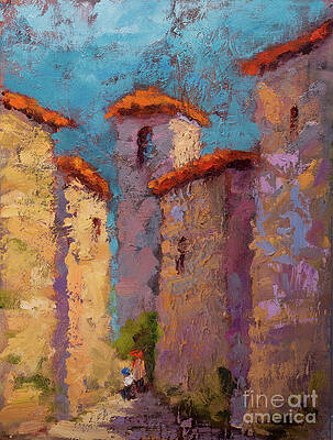 Orange Painting - Morning Stroll by Radha Rao