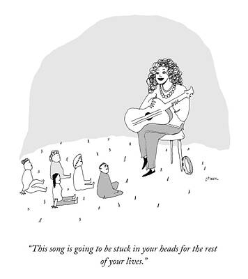 Guitarist Entertains the Audience Drawing