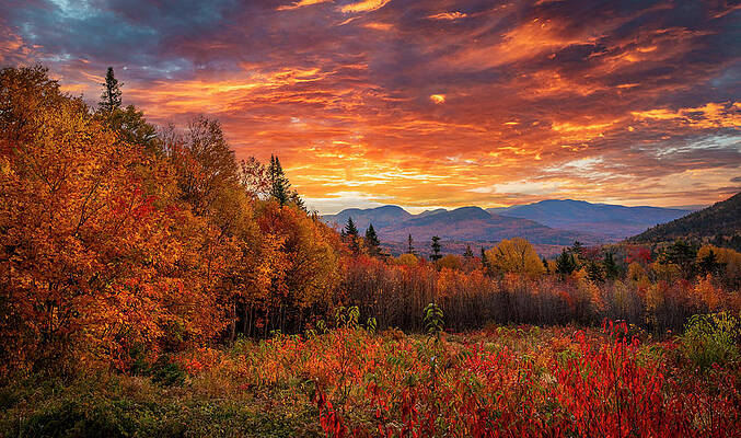 Wall Art featuring the photograph Stunning Autumn Sunset Kancamagus Highway by Dan Sproul