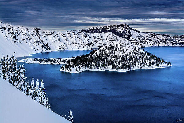 Snowy Island in Blue Lake Photograph