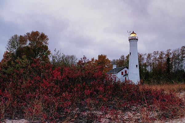 Fall Wall Art featuring the photograph Sturgeon Point Lighthouse In Autumn by Michael Collins