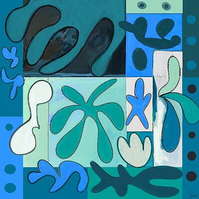 Abstract Blue Shapes Composition Wall Art