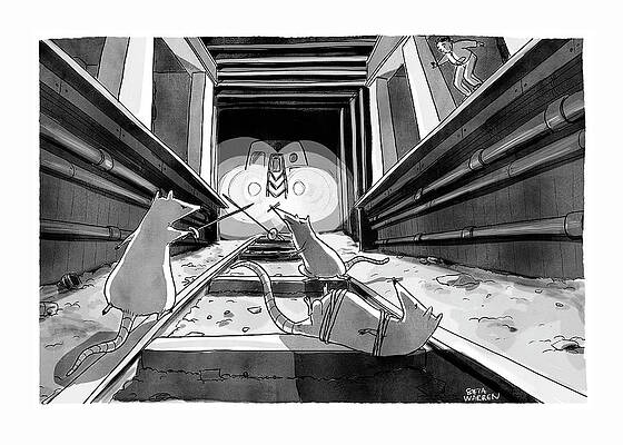 Train Wall Art featuring the drawing Subway Rats by Sofia Warren