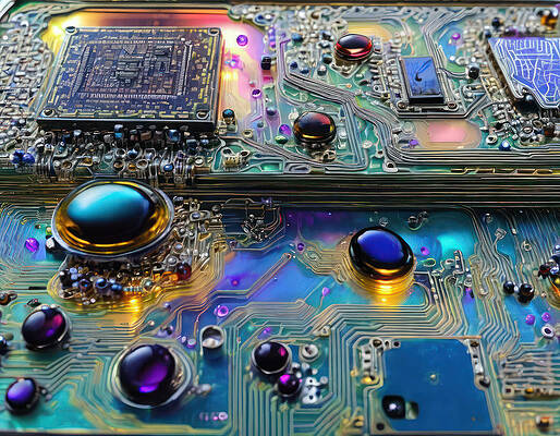 Vibrant Digital Art - Sufficiently Advanced Circuit by Eris And AI