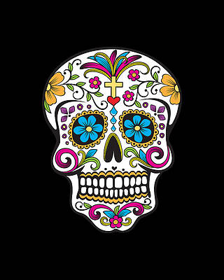 Cool Wall Art featuring the digital art Sugar Skull Day Of The Dead Dia De Los Muertos by Flippin Sweet Gear