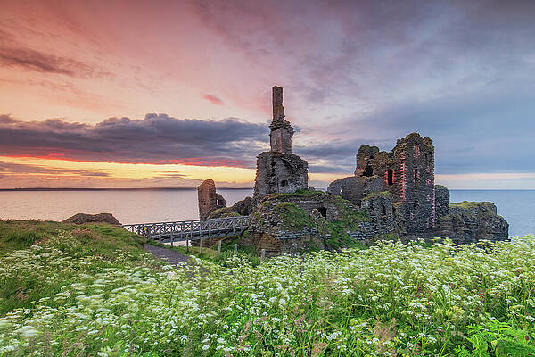 Sunset Photograph - Summer Colour, Castle Sinclair Girnigoe, Scotland by Adrian Hendroff