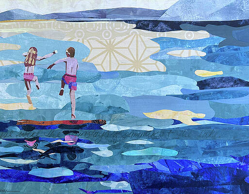 Children Jumping into the Water Wall Art