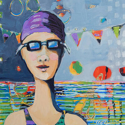 Wall Art featuring the mixed media Summer Swimmer by Mary Conner