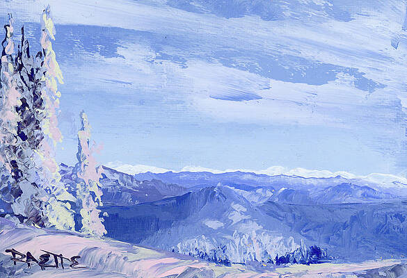 Mountain Wall Art featuring the painting Summit View From Whitefish Mountain by Raette Meredith