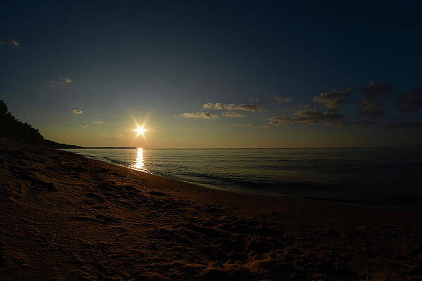 Michigan Photograph - Sun Flare Sunset by Vi Ray