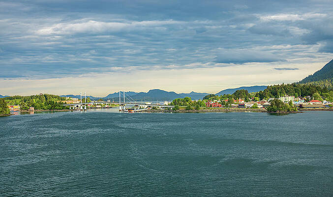 Wall Art featuring the photograph Sun Illuminates The Small Town Of Sitka In Alaska by Steven Heap