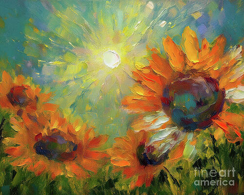Summer Digital Art - Sun Loving Helenium by Macro Abundance