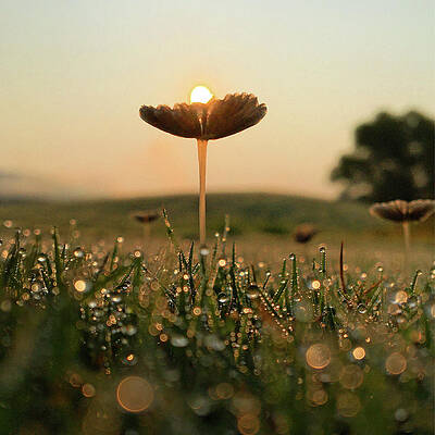 Natural Photograph - Sun Resting On A Mushroom by Greg Lane