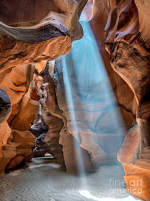 Landscape Wall Art featuring the photograph Sunbeams In Slot Canyon by Jimmy Pappas