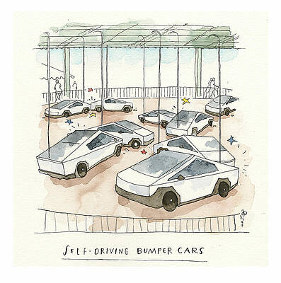 Ride Painting - Sunday In The Amusement Park With Elon by Barry Blitt