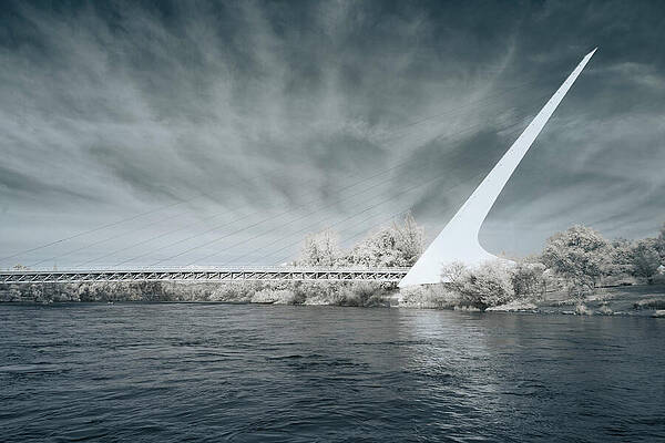 Sky Photograph - Sundial Bridge In Infrared False Color - Redding California, USA by Mike Lee