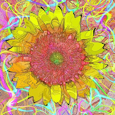 Love Wall Art featuring the mixed media Sunflower Artwork V1 by David McKinney
